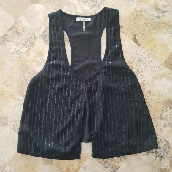 freebird Jackets & Blazers - Freebird Sheer Sequin Vest Black Size Small NWOT